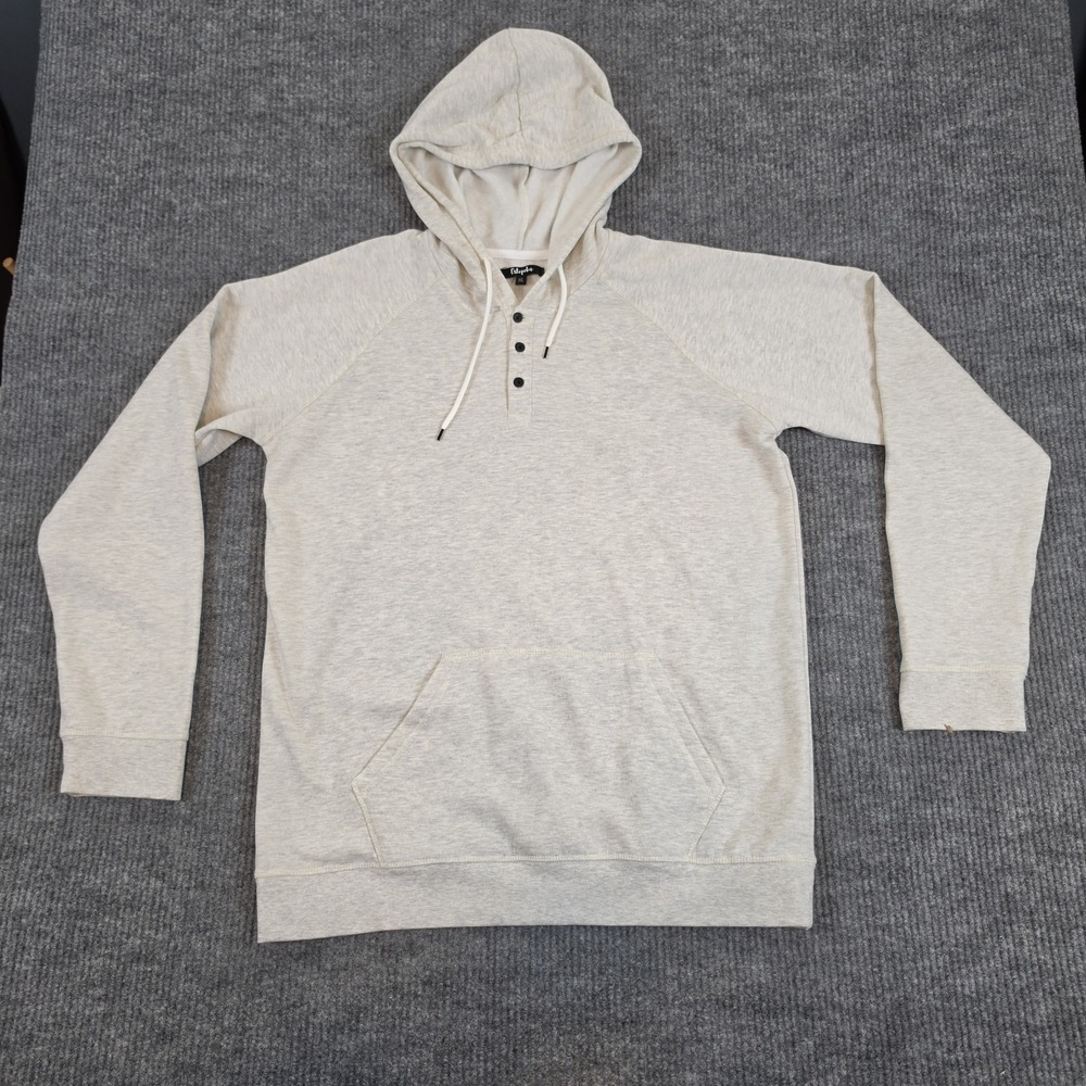 Estepoba Men's XL Light Gray Henley Hoodie Pullover Fleece Pocket Casual